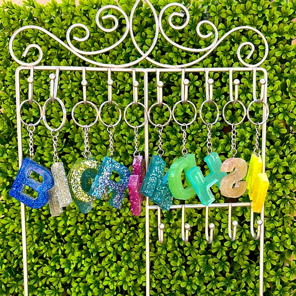 Handmade Monogrammed Resin Keychain charm
